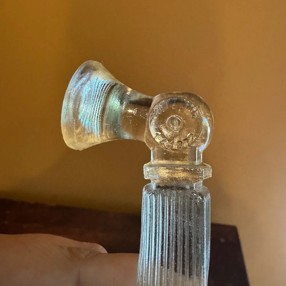 Vintage 1940s Clear Glass Candle Stick Telephone‎ Candy Container Knick Knack